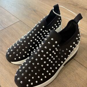 Gianni Bini Black and Silver Studded Sneakers